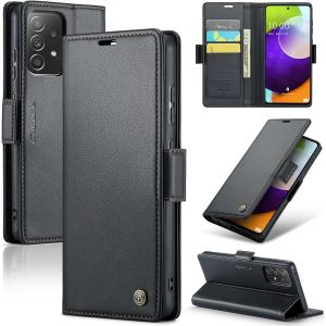 Maa-Coque Pour Samsung Galaxy A52 5g/4g, Étui Housse En Rfid Protection Premium Pu Cuir Portefeuille Rabat Case Magnétique Stand Antichoc, Étui Case Pour Samsung Galaxy A52 (5g/4g)/A52s 5g, Noir - Neuf