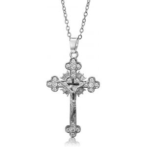 Trahoo-Collier Croix Femme, Collier Croix Chretienne, Pendentif Croix Chrétienne, Hypoallergénique Chaîne Plaquée Or 18 Carats, Cadeau Bijoux Pour Femmes - Neuf