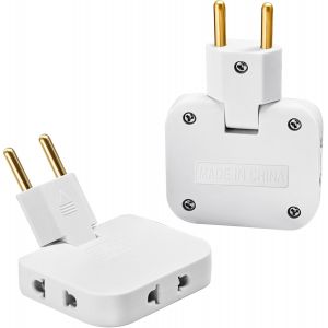 2 x Prise &eacute;lectrique Multiprise&iquest;EU-US Multiprise Plate&iquest;Prise Plate avec T&ecirc;te Rotative 180&ordm;&iquest;Prise Multiple 16A/250V&iquest;with 3 Plugs. - Neuf