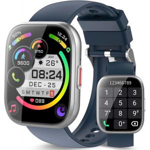 Montre Connect&eacute;e Homme Femme, 1.85"" Hd Smartwatch Avec Appel Bluetooth, 110+ Modes Sportifs, Montre Intelligente Etanche Ip68 Avec Podometre/Sommeil/Cardiofrequencemetre Pour Android Ios, Bleu - Neuf