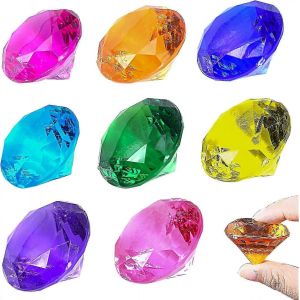 8 Pcs Grande Taille Enfants Diamant Jouet - Acrylique Diamant Gemmes Bijoux Grand Pirate Coffre Au Tr&eacute;sor Chasse Jouet, Faux Plastique Enfants Cristaux Pour L'artisanat, Partie F - Neuf