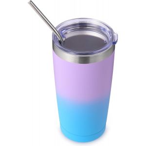 Kalanka-Lot De 1 Gobelet De Voyage En Acier Inoxydable De 591 Ml Avec Couvercle Et Paille, Tasse &iquest;&iquest; Caf&iquest;&iquest; Glac&iquest;&iquest; &iquest;&iquest; Double Paroi Isotherme Pour Boissons Chaudes Et Froides, Gobelet De Voyage Pour - Neuf