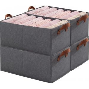 Ulteronixshop-Boite Rangement tissu, Lot de 4, Panier Rangement Pliable, 45x28x20 cm, Bac de Rangement Vetement avec Poign&eacute;e, Cube de Rangement Pour Wardrobe Dressing Armoire Jouet - Neuf