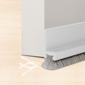 Bande d'étanchéité pour portes,100 cm,à brosse,autocollante,boudin de porte,avec joint à brosse,joint de porte,joint de sol,blanc - Neuf
