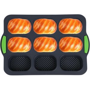 SUBZONAL-Moule à pain en silicone ¿ Silicone Moulle à Baguette ¿ 9 grille moule à pain poêle perforée ¿ idéal pour la préparation de baguettes, petits pains, hot-dogs, etc ¿ parfait pour la boulanger - Neuf