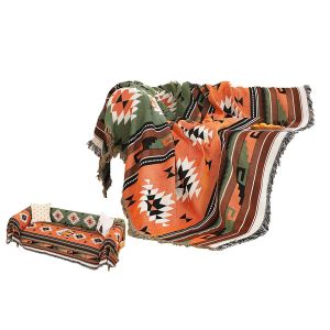 Couverture Azt&egrave;que &Agrave; Pompons 130x160cm, Jet&eacute; Boh&egrave;me Pour La D&eacute;coration Int&eacute;rieure - Neuf