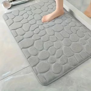 KAL-Tapis De Bain Antiderapant ¿ Absorbant Pour Salle De Bain Et Autres Pièces¿ Épais Et Doux ¿ Tapis Gris, Beige, Ou Blanc, Facile À Entretenir (Gris) - Neuf