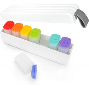 Pilulier Semainier Français 7 Jours-Grande Capacité Boîte À Médicaments Facile À Ouvrir Pour Vitamines Suppléments Médicaments,Sans Bpa,Blanc - Neuf