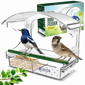 Fenêtre Mangeoire À Oiseaux Avec De Solides Ventouses Transparentes En Acrylique D'extérieur Maison Des Oiseaux Avec Plateau Amovible Pour Un Nettoyage Facile - Neuf