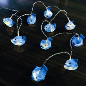 KAL-1.65M 10 Led Dauphin Guirlande Lumineuse, Alimenté Par Batterie Dauphin Animal Forme Décoratif Fée Lampe Atmosphère Décoration Pour Fête, Noël, Halloween, Mariage - Neuf