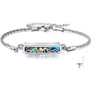 Cmjaagur-Bergurnen Bracelet Pour Cendres En Argent Sterling 925 Avec Coquillage D'ormeau Et Montagne, Bijou Funéraire Pour Femme Et Mère, Taille Unique, Argent Sterling, Pas De Gemme[M978] - Neuf