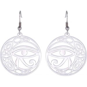 Kal-Boucles D'oreilles Oeil D'horus Pour Femmes En Acier Inoxydable Ancienne D&eacute;esse &Eacute;gyptienne Isis Croissant Ankh Avec Noeud Celtique Boucles D'oreilles Amulette - Neuf