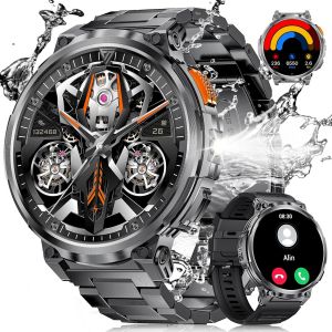 Montre Connect&eacute;e Homme Avec Torche Led, 1,85'' Hd Grand &Eacute;cran 730mah Montre Connect&eacute;e Avec Appels Bluetooth, Ip68 &Eacute;tanche Smartwatch Avec 24/7 Fr&eacute;quence Cardiaque, Spo2 Pour Android Ios, 3 Bracelets - Neuf