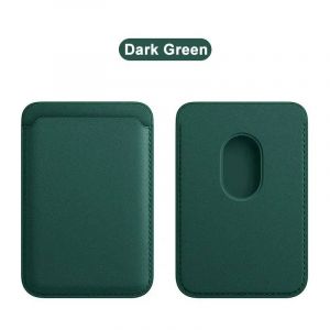 Hommes en cuir carte portefeuille femmes t&eacute;l&eacute;phone Magsafe magn&eacute;tique porte-carte de cr&eacute;dit sac &eacute;tui Macsafe portefeuille carte t&eacute;l&eacute;phone couverture sac accessoires--Dark Green - Neuf