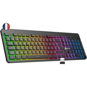 Light V2 Clavier Sans Fil Azerty + Nouveaut&eacute; 2024 + Fin, Discret, Waterproof, Silencieux + Clavier Gamer R&eacute;tro&eacute;clair&eacute; Pour Pc Mac Ps4 Ps5 + Batterie Int&eacute;gr&eacute;e Longue Dur&eacute;e[Cla670335] - Neuf