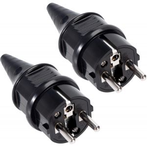 Prise Electrique Male Fiche Electrique 250V 16A Prises Males pour C&acirc;ble 6-16mm Protection IP44 Adapt&eacute;e &agrave; Int&eacute;rieur Fiches de Rechange Noir 2 Pi&egrave;ces - Neuf