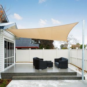 Checarzhn--No1-Voile D'ombrage Imperméable Carré 4x4m Toile Ombrage Uv Protection Pour Terrasse Jardin Extérieur-Sable - Neuf
