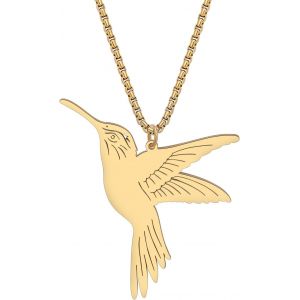 Kal-Collier Colibri Volant En Acier Inoxydable Pendentif Oiseau Bijoux Collier En Or 18k Pour Femmes Filles Cadeaux D'et&eacute; Charms - Neuf