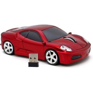 Souris d'ordinateur USB 2.4 GHz Voiture de Course Souris Optique Souris sans Fil 3D pour Windows et Mac (Red) - Neuf