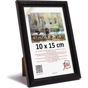 Cadre de l'image JENA - noir - 10x15 cm - cadre photo en bois exotique avec verre acrylique - Neuf