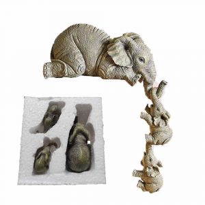 Charmante Poup&eacute;e &Eacute;l&eacute;phant Nounou Artisanale Avec Figurines De B&eacute;b&eacute; - Symbole D'amour Et De Chance Pour La D&eacute;coration Int&eacute;rieure - Neuf