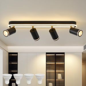 Subzonal-Plafonnier Led 4 Flammes Orientable 350&deg;,Spot De Plafond Avec Incandescence Inf&eacute;rieure 36w+4x5w Gu10 Spots,3000k Blanc Chaud Applique Plafond,Lampe De Plafond Moderne,Spot Pour Cuisine,Salon - Neuf