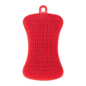 (Lot de 3 éponges à vaisselle en silicone rouge) Éponges à vaisselle en silicone, accessoires de brosse de cuisine pour le lavage de la vaisselle, éponges de cuisine double face - Neuf