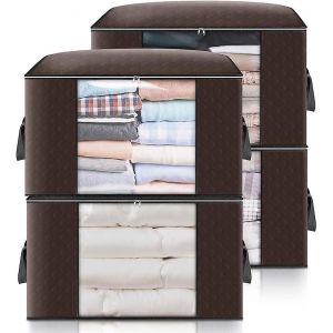 4 pièces sous le lit sac de rangement,sacs de rangement de grande capacité pour couettes couvertures oreillers jouets vêtements cric - Neuf