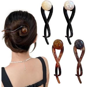 Kal-4 Pièces Banana Clip, Elegant Pearl Pince Banane Cheveux Femme, 4 Color Accessoires Cheveux Femme, French Hair Pin Vintage, French Twist Hair Clip Pour Femme Et Fille Une Usure Quotidienne - Neuf