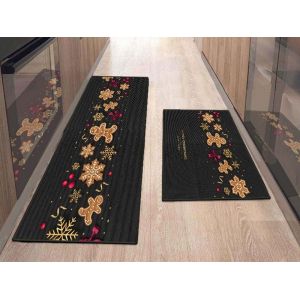 Ensemble De Tapis De Cuisine De No&euml;l - 2 Pi&egrave;ces (40 X 60 Cm + 40 X 120 Cm) Paillasson D'int&eacute;rieur - Neuf