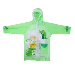Hjlian Impermeable Tendance En Pvc Pour Enfants, Avec Capuche, Cartable, Siege, Vert (M) - Neuf