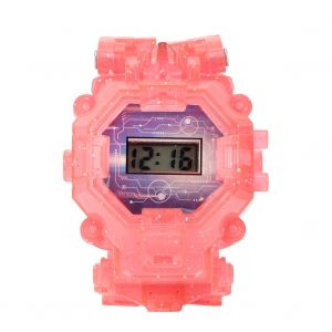 Montre-Bracelet Transformable Pour Enfants, Veilleuse, Jouet Electronique Robot (Rouge) - Neuf