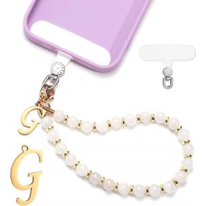 Kal-Jeu Bracelet De Téléphone Perles, Charme De Téléphone Initiales Dragonne De Téléphone Avec Patch Pour Lanière De Téléphone Mains Libres Bracelet De Téléphone Pour Femmes Filles - Neuf