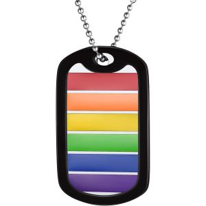 Kal-Collier Lgbt Homme Femme Personnalisable Pendentif Gay Pride Lesbien Arc En Ciel Acier Inoxydable/Or/Noir Avec Chaine Bijoux Pr&eacute;nom Graver Cadeaux Amour Homosexuel Couples (Bo&icirc;te Cadeau) - Neuf