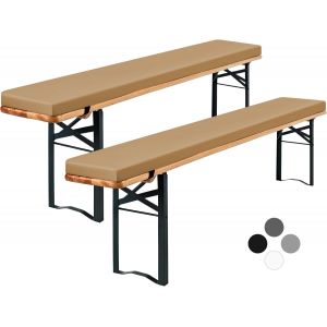 Ulteronixshop-Lot De 2 Coussins Rembourr&eacute;s Pour Banc De Bi&egrave;re, Pour Tente &Agrave; Bi&egrave;re, Coussin De Banc 220x25x3cm, Lavables, Coussins Rembourr&eacute;s Pour Table De Bi&egrave;re Et Tente De F&ecirc;te (Camel, Hydrofuge) - Neuf