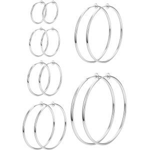 6 Paires Clip Sur Boucles D'oreilles Créoles Pour Femmes Fausses Boucles D'oreilles Créoles Printemps Boucles D'oreilles Ensemble Pour Oreilles Non Percées Bijoux 6 Tailles.[X588] - Neuf