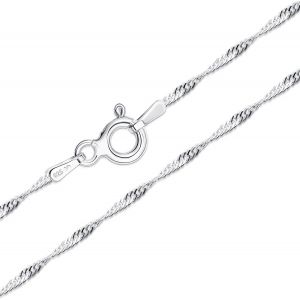 Kal-Chaîne En Argent Sterling 925 Massif Pour Femme Et Homme | Chaîne Fine Et Délicate U2013 Maille Carrée Gourmette Singapour Perlée Serpent Trombone 40/45/50/55/60 Cm - Neuf
