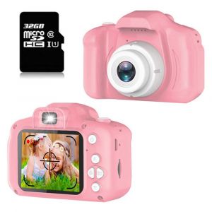 Mini appareil photo num&eacute;rique pour enfants avec carte m&eacute;moire 32 Go, vid&eacute;o HD, l&eacute;ger, facile &agrave; utiliser, cordon de suspension inclus - Neuf