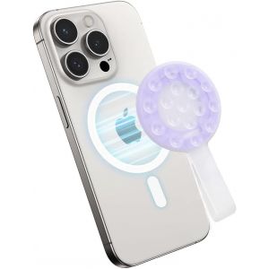 Anneau Magn&eacute;tique T&eacute;l&eacute;phone Transparent et &Eacute;l&eacute;gant avec Support Puissant Accessoire Pratique pour Gym Cuisine Bain et Maquillage(Violet) - Neuf