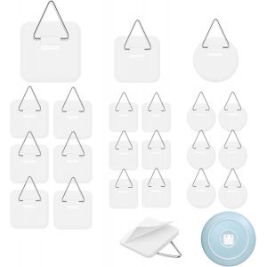 MEVRONISSHOP-21Pcs Crochet Adhesif Mural Crochets Adh&eacute;sifs Invisibles, 3 Formes Crochets Adh&eacute;sifs Invisibles, Attache Cadre Adh&eacute;sif Accroche Tableau Adhesif pour Photos Peintures Art D&eacute;coratif - Neuf