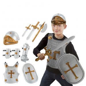 Ensemble De 8 Armures De Chevalier Medieval Pour Enfants, Accessoires De Deguisement Pour Anniversaire, Halloween, Noel - Neuf