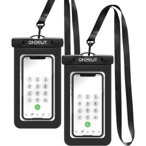 Checarzhn--No1-Lot De 2 Pochettes Étanches Universelles Compatibles Avec Iphone 15 14 13 12 Pro Plus/Samsung Galaxy S24/23/22 Ultra Jusqu'à 7"", Ip68 Essentiels De Voyage À La Plage - Noir - Neuf