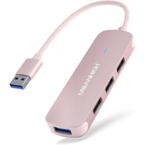 Hub USB 4 ports avec USB 3.0,USB 2.0,extenseur de ports USB multiples pour ordinateur portable,MacBook,Surface Pro,XPS,PC,clé USB,disque dur mobile (USB-A-Rose) - Neuf