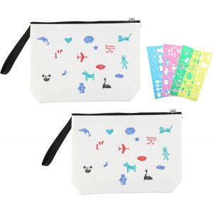 MAA-Pochette Tissu zippée 2 pièces Trousse Personnalisable avec 4 pièces de gabarit et de Doublure Pochette Maquillage, pour Les Trousses de Maquillage de Voyage, Les peintures(25 x 18 cm) - Neuf