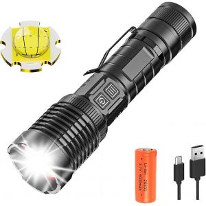 Lampe Torche Led Xhp99 20 000 Lumens, Ultra Lumineuse, Tactique, 5 Modes, Zoom, &Eacute;tanche, Rechargeable Par Usb, Pour Camping, Randonn&eacute;e, Urgence En Plein Air - Neuf
