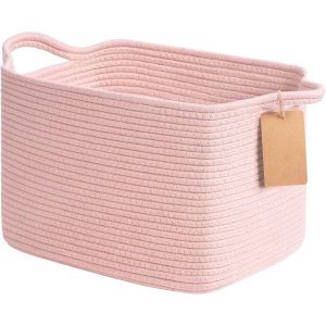 Panier de rangement,33 x 25 x 22,5 cm,en coton,pour étagère,salon,chambre d'enfant,salle de bain,panier cadeau,vide,rose - Neuf