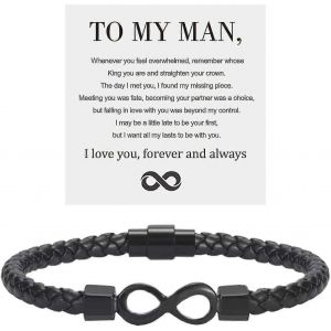 À Mon Homme,Bracelet En Cuir Infini Mari Cadeaux De Femme Je T'aime Pour Toujours Et Toujours Bracelet Petit Ami Anniversaire Noël Pères G - Neuf