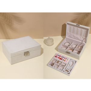 Bijoux Boîte De Rangement, En Cuir De Boucle D'oreille Et Bague D'affichage, Blanc - Neuf