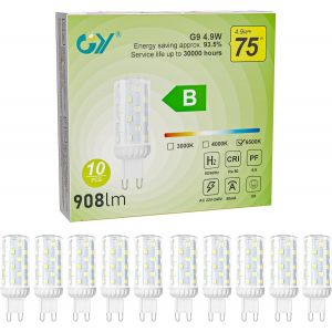 Ampoule G9 Led Blanc Chaud 2700k, 3.2w 520lm Equivalent 40w, Classe C Ampoule Led G9, 16mm X 50mm, 220-240v, Base En C&eacute;ramique, Non-Dimmable, Lot De 5 - Neuf
