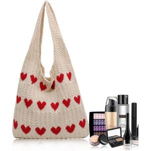 Sac &agrave; bandouli&egrave;re tricot&eacute; esth&eacute;tique au crochet,sac tricot&eacute; pour femme,sac &agrave; bandouli&egrave;re tiss&eacute; pour adolescentes et filles,Abricot,38&times;35cm - Neuf